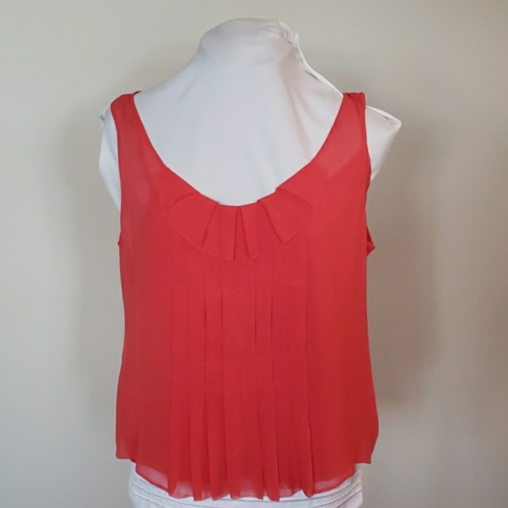 J Crew sleeveless front pleated silk blouse
